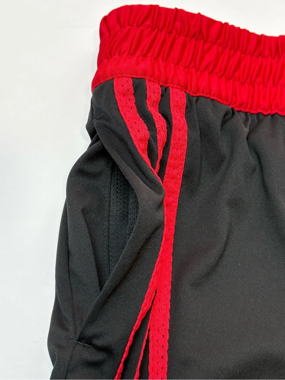 adidas Men’s Black & Red Snap-Side Athletic Shorts
